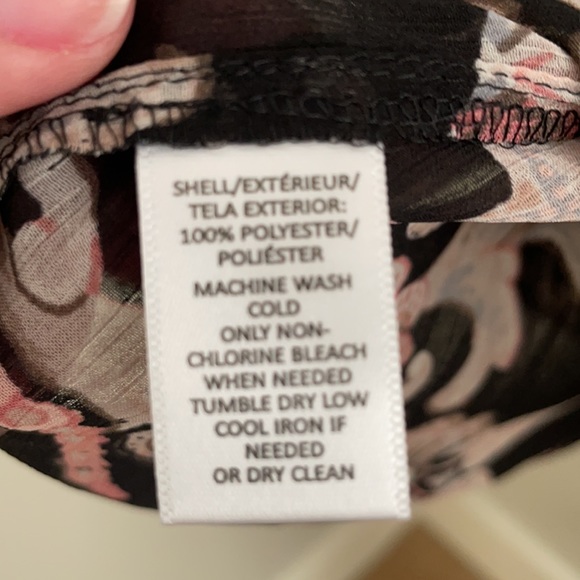 Loft Black Floral Boho Peasant Blouse L - Picture 7 of 12